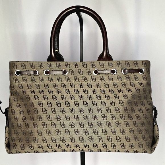 Dooney & Bourke Monogram Tote | Brown Canvas Leather Trim | EUC - Picture 3 of 7